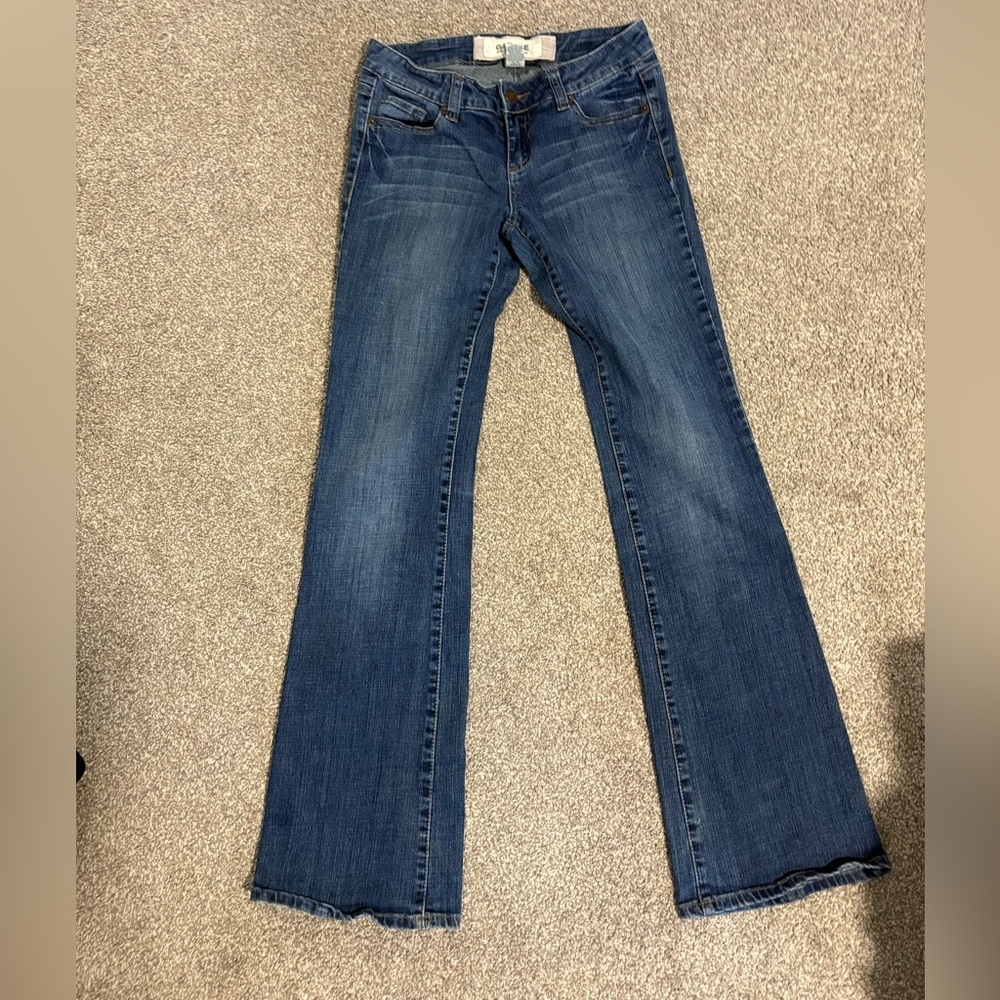 Garage Straight Leg Denim Medium Dark Wash Jeans Size 28
